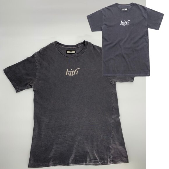 KITH Pigment Dyed Swash Logo Tee, Shark - Sz L - Picture 1 of 16
